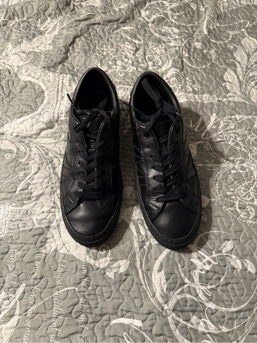 Moncler Black Leather Low-Top Sneakers - Minimalist Lace-Up